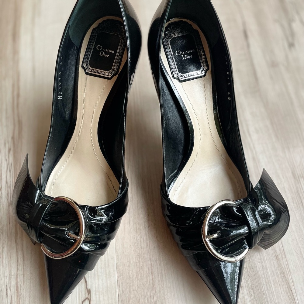 Dior Black Heels with Patent Leather Finish